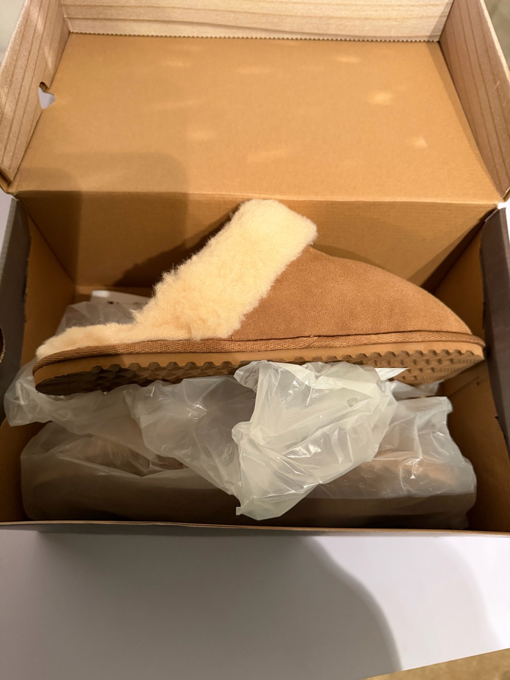 BearPaw Chestnut Suede Shearling Slip-On Mule